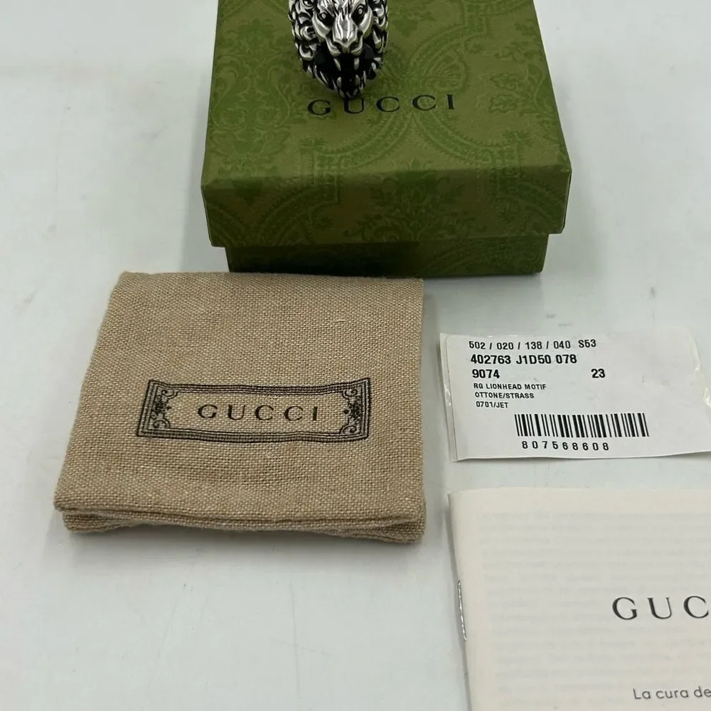 Men's Gucci iconic Lionhead ring size 10 made in Italy